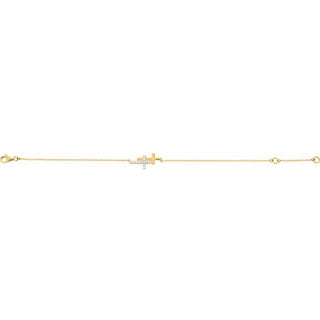14K Yellow 1/5 CTW Natural Diamond Double Sideways Cross 7-8" Bracelet