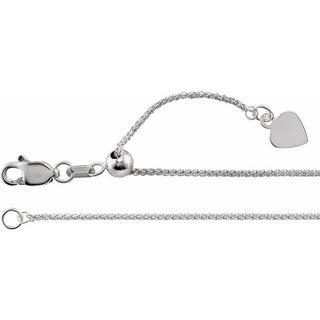 22 Inch Adjustable Wheat Chain With Lobster Clasp 14K White Gold