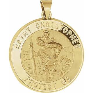 14K Yellow 25 mm Hollow Round Saint Christopher Medal