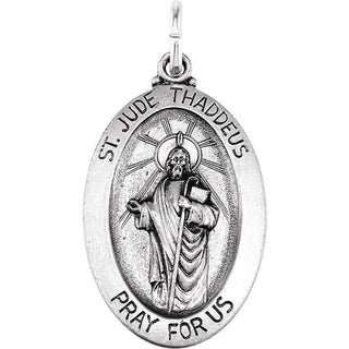 14K White 19x13.5 mm Oval Saint Jude Thaddeus Medal  