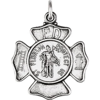 Sterling Silver 17 mm Saint Florian Medal Pendant