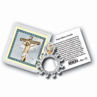 Crucifixion Rosary Ring And Prayer Card 10-Pack