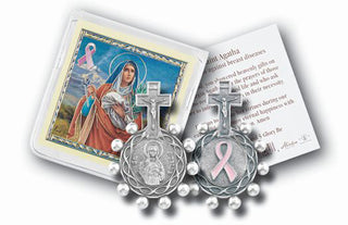 St. Agatha Rosary Ring And Prayer Card 10-Pack