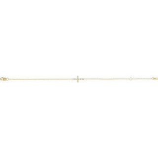 14K Yellow 1/8 CTW Rose-Cut Natural Diamond Sideways Cross 6 1/2-7 1/2" Bracelet