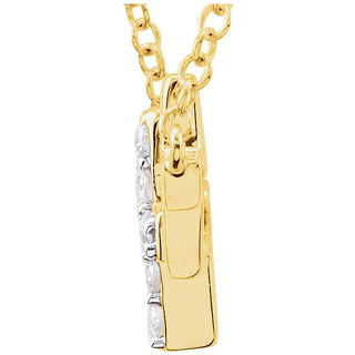 14K Yellow 1/5 CTW Natural Diamond Double Sideways Cross 16-18" Necklace