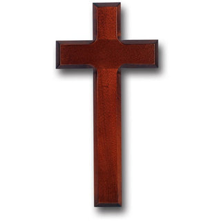 9" Dark Cherry Wood Cross Boxed