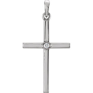 14K White .02 CTW Diamond Cross 26.5x13.7 MM Pendant