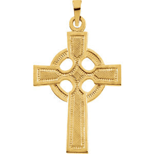 14K Gold Celtic-Inspired Cross Pendant