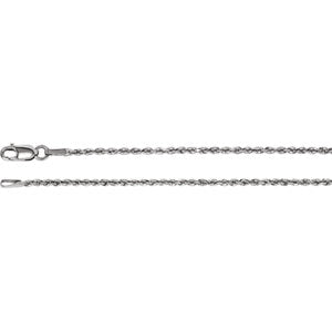 20-inch Diamond Cut Rope Chain with Lobster Clasp - 14K White Gold