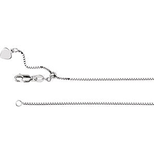 22-inch Adjustable Box Chain with Lobster Clasp - 14K White Gold