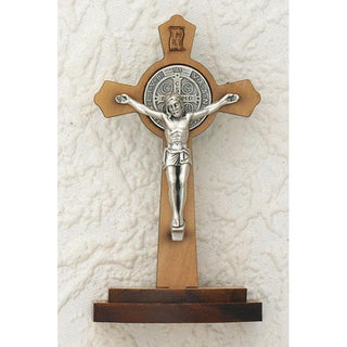 3 Inch St Benedict Olive Wood Cross on Base