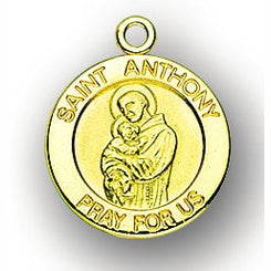 7/8-inch 14K Gold Round Saint Gregory Medal
