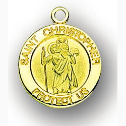3/4-inch 14K Gold Round Saint Christopher Medal