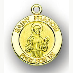 7/8-inch 14K Gold Round Saint Peregrine Medal