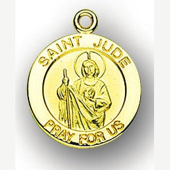 7/8-inch 14K Gold Round Saint Pio Medal