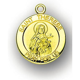 7/8-inch 14K Gold Round Saint Raphael Medal