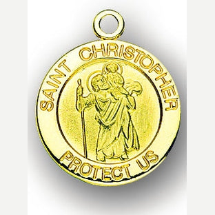 7/8-inch 14K Gold Round Saint Richard Medal
