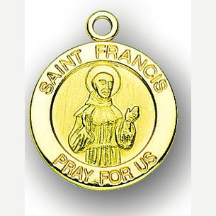 7/8-inch 14K Gold Round Saint Robert Medal