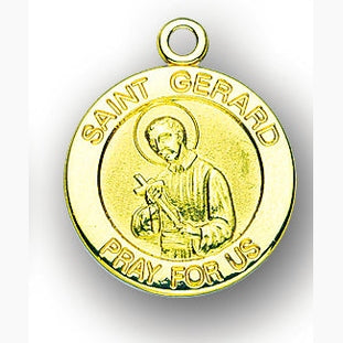 7/8-inch 14K Gold Round Saint Roch Medal