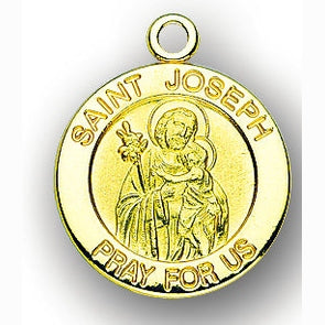 7/8-inch 14K Gold Round Saint Sebastian Medal