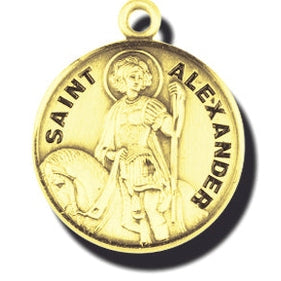 7/8-inch 14K Gold Round Saint Zachary Medal