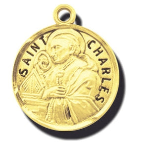 7/8-inch 14K Gold Round Saint Brigid Medal