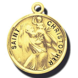 7/8-inch 14K Gold Round Saint Catherine Medal