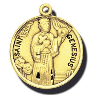 7/8-inch 14K Gold Round Saint Isabella Medal