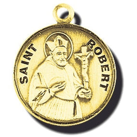 7/8-inch 14K Gold Round Saint Nicole Medal