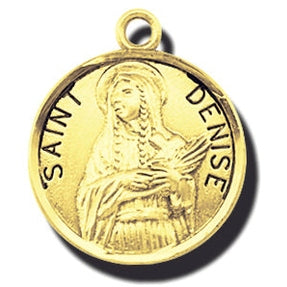 7/8-inch 14K Gold Round St. Denise Medal