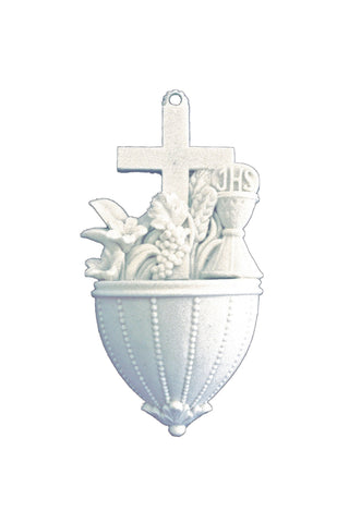 Communion Font with Lilies in White 5.5"
