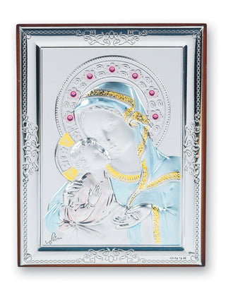 5" by 4-inch Sterling Silver Madonna and Child Plaque
