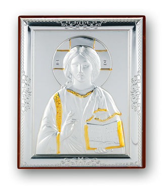 Antique Pewter Frame | Sterling Silver Saint Sacred Heart of Jesus