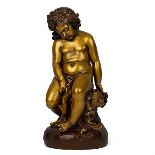 Como Cherub & Lion Statue - 34-inch — Bronze finish