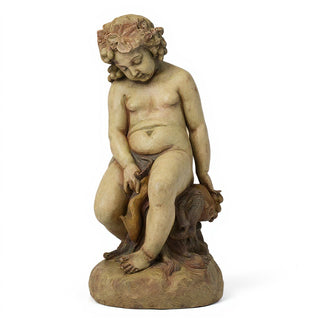 Como Cherub & Lion Statue - 34-inch — Gothic Stone finish