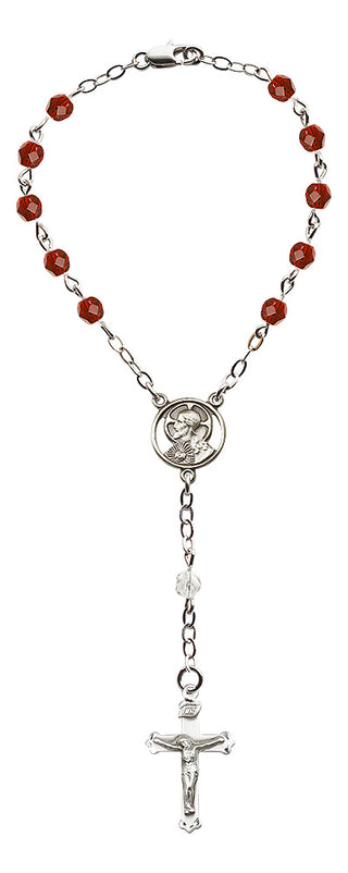 Silver-Plated 6mm Scapular Auto Rosary