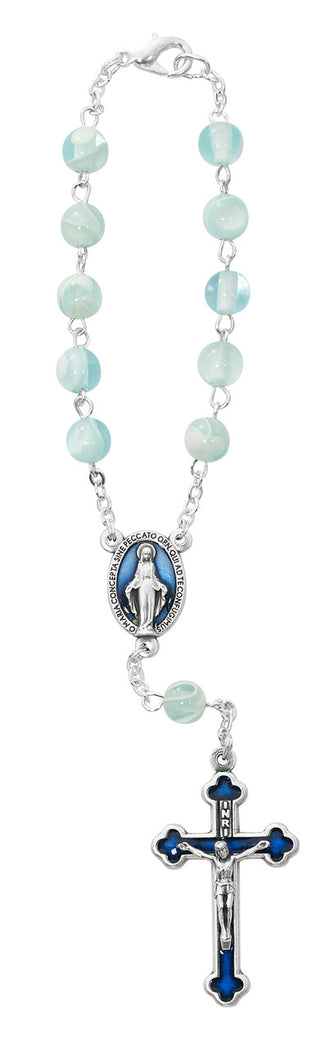 Large Blue Wood Miraculous Rosary