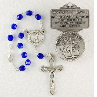 St Mike Auto Rosary/Visor Set