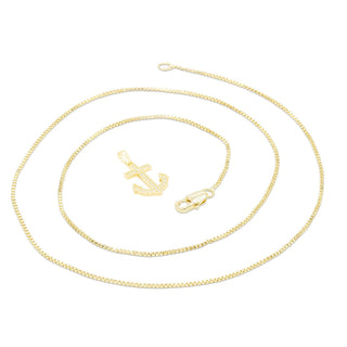 Cubic Zirconia Devil Anchor Cross Pendant 14K Gold Filled Necklace Set