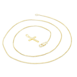 Elegant Cross Cubic Zirconia Pendant With Necklace Set 14K Gold Filled