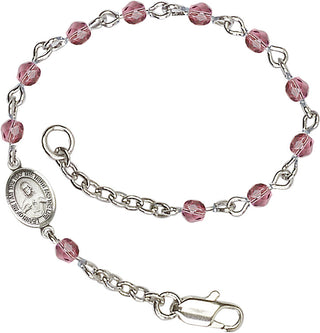 Silver Plated Bracelet with 4mm Amethyst Fire Polished beads