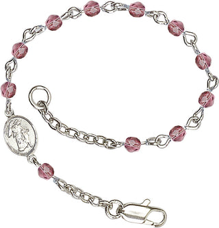 Silver Plated Bracelet with 4mm Amethyst Fire Polished beads