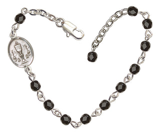 Adjustable Silver Plated 4mm Fire Polished Chalice Bracelet in Black