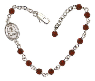 Adjustable Silver Plated 4mm Fire Polished First Reconciliation Bracelet in Garnet