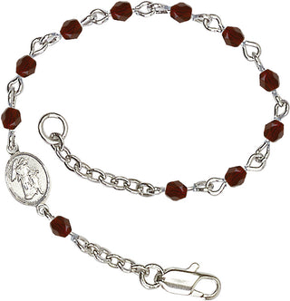 Silver Plated Bracelet with 4mm Garnet Fire Polished beads