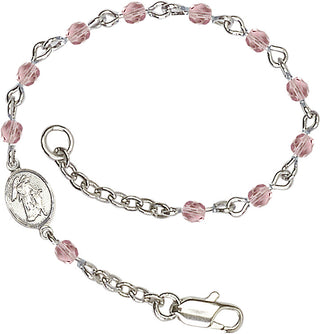 Silver Plated Bracelet with 4mm Light Amethyst Fire Polished beads