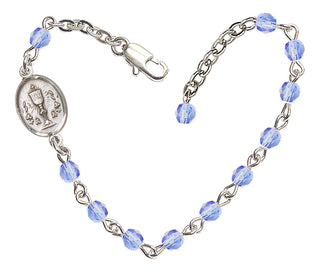 Adjustable Silver Plated 4mm Fire Polished Chalice Bracelet in Light Sapphire