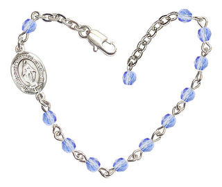 Adjustable Silver Plated 4mm Fire Polished Miraculous Bracelet in Light Sapphire