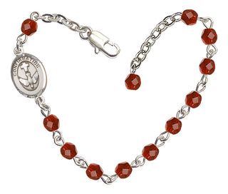 Adjustable Silver Plated 4mm Fire Polished Confirmation Bracelet in Ruby