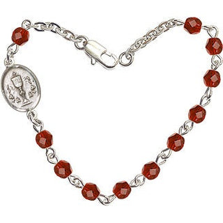 Adjustable Silver Plated 4mm Fire Polished Chalice Bracelet in Ruby